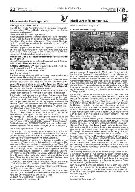 Ausgabe Nr. 28 vom 14.07.2011 - Stadt Renningen