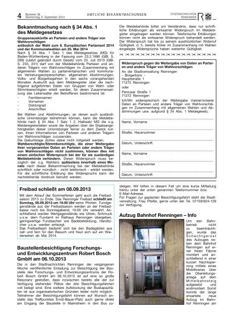 Ausgabe Nr. 36 - Stadt Renningen
