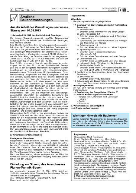 Ausgabe Nr. 10 vom 07.03.2013 - Stadt Renningen