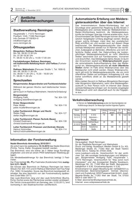 Ausgabe Nr. 44 vom 04.11.2010 - Stadt Renningen