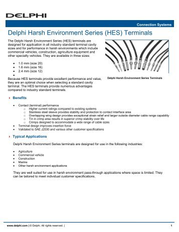 Delphi Harsh Environment Series (HES) Terminals