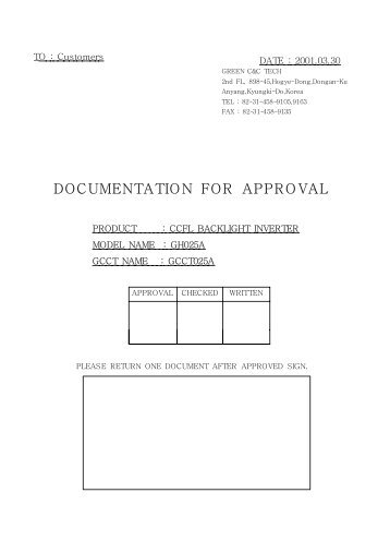 DOCUMENTATION FOR APPROVAL