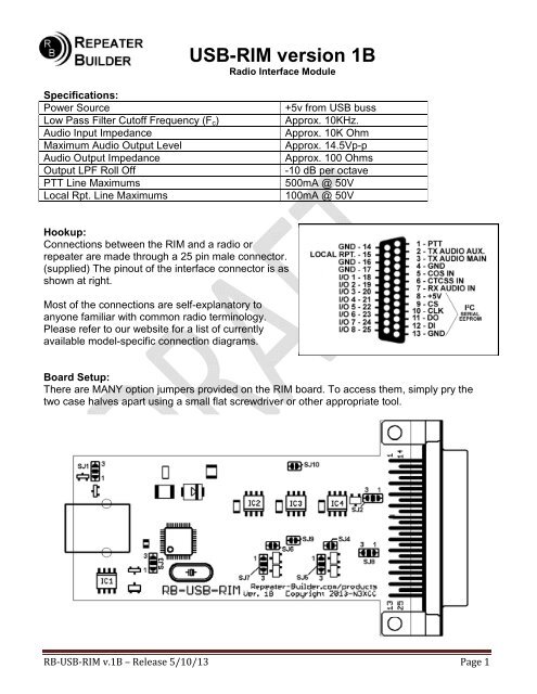 Version 1B user manual. - The Repeater Builder's Technical ...