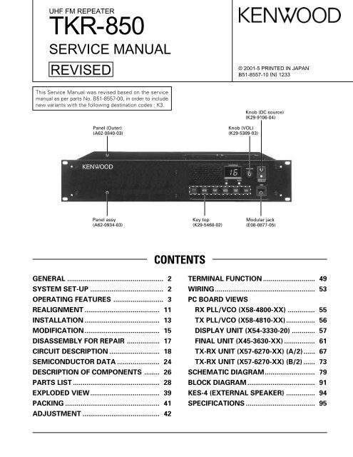 Tkr 850 Service Manual