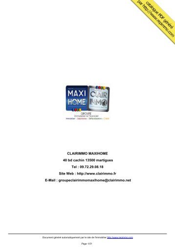 catalogue immobilier CLAIRIMMO MAXIHOME martigues - Repimmo