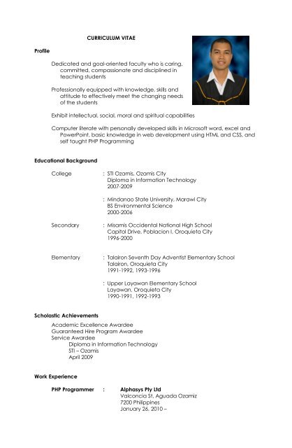 PERSONAL RESUME - ReplaceMyself.com