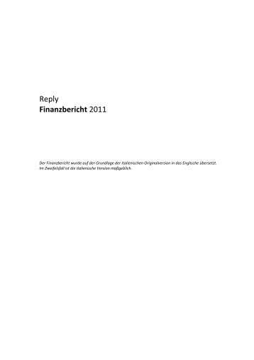 Jahresabschluss 2011 - Reply