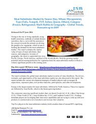 JSB Market Research - Meat Substitutes Market by Source, Type, Category & Geography - Global Trends, Forecasts up to 2019