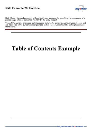 Table of Contents Example - ReportLab