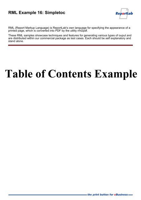 Rml Format RML Example 16: Simpletoc - ReportLab