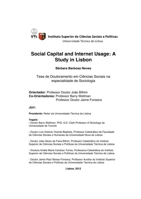 Social Capital and Internet Usage - UTL Repository - Universidade ...