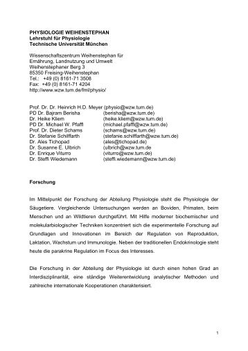 PHYSIOLOGIE WEIHENSTEPHAN Lehrstuhl für Physiologie ...