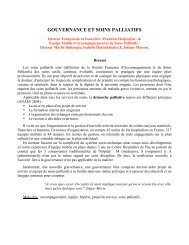 GOUVERNANCE ET SOINS PALLIATIFS - Afscet