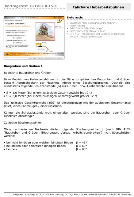 Overhead-Lehrsystem "Sicheres bedienen von ... - Resch-Verlag