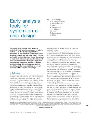 Early analysis tools for system-on-a- chip design - IBM Research