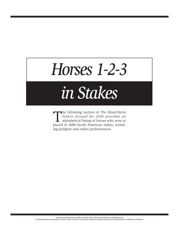 Horses 1-2-3 in Stakes - BloodHorse.com