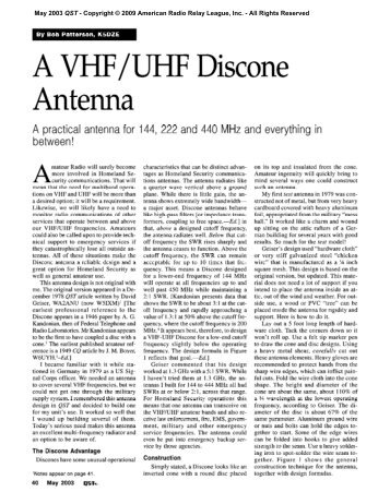 A QST article on a homebrew discone