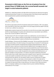 MolMed TK Leukemia: ASCO new data from the Phase III study TK008