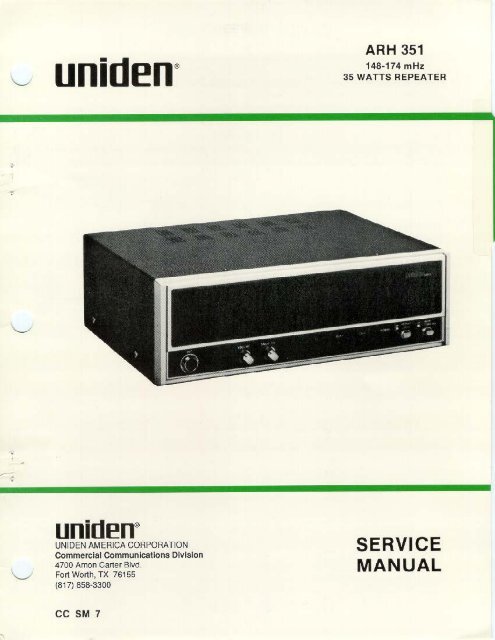Uniden ARH-351 manual - The Repeater Builder's Technical ...