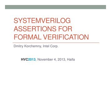 systemverilog assertions for formal verification - IBM Research