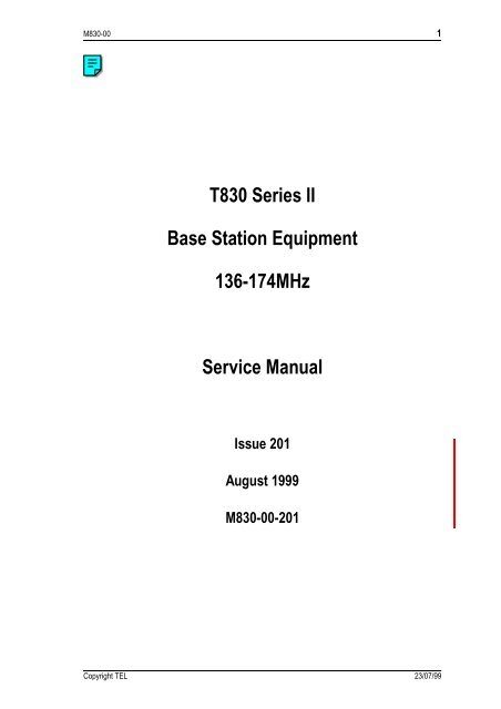 T830 Series II Base Station Equipment 136-174MHz Service Manual