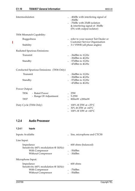 T830 Series II Base Station Equipment 136-174MHz Service Manual