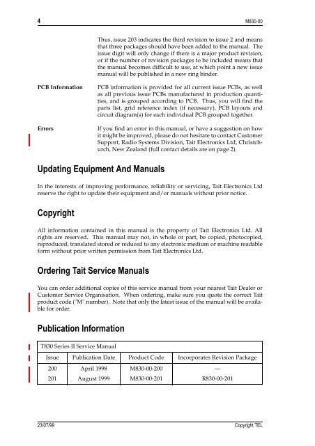 T830 Series II Base Station Equipment 136-174MHz Service Manual