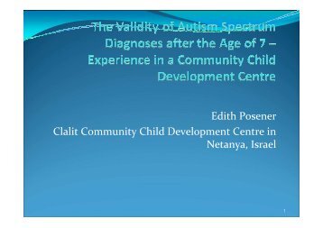 Edith Posener Clalit Community Child ... - Autism Research Centre