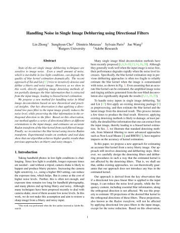 Handling Noise in Single Image Deblurring using Directional Filters