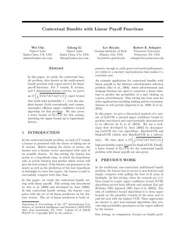 Contextual Bandits with Linear Payoff Functions - Microsoft Research