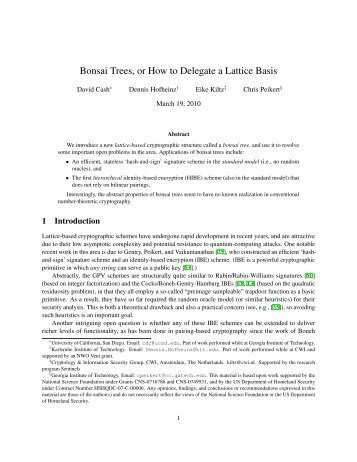 Bonsai Trees, or How to Delegate a Lattice Basis