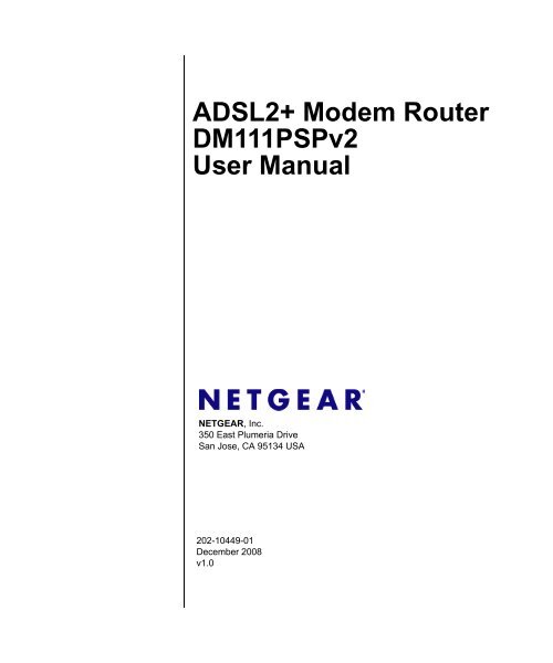 ADSL2+ Modem Router DM111PSPv2 User Manual netgear