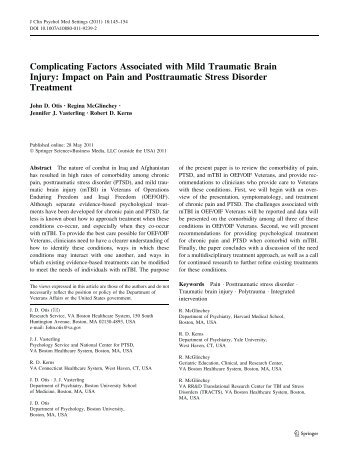 Complicating factors associated with mild traumatic brain injury ...