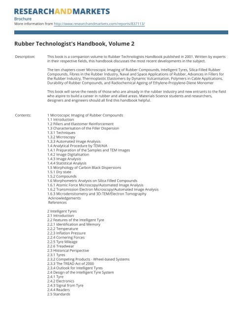 Rubber Technologists Handbook