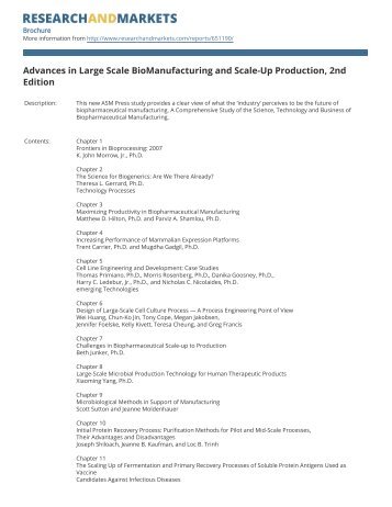 Advances in Large Scale BioManufacturing and Scale-Up Production