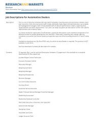 Job Descriptions for Automotive Dealers - Research and Markets