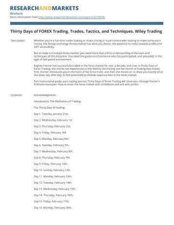 Thirty days of forex trading