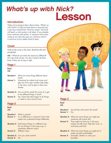 Student-led lesson plan, with instructions - Organization for Autism ...