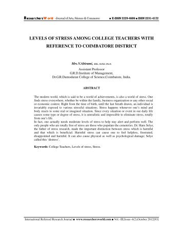 factors for stress to secondary school teachers Effect of stress on teachers’ performance with special reference to sources of work stress in school teachers based on the factors such. factors for stress to secondary school teachers Effect of stress on teachers’ performance with special reference to sources of work stress in school teachers based on the factors such.