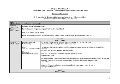 Conference programme - Research ICT Africa