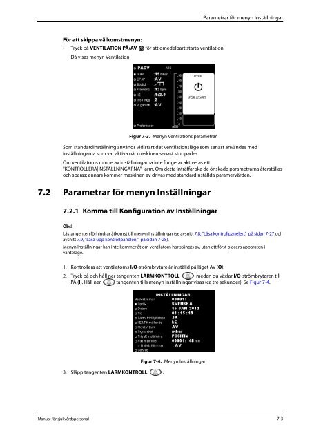 3.6 Parametrar och inställningsintervall för P Simv-läge - Covidien