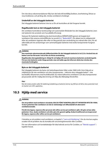 3.6 Parametrar och inställningsintervall för P Simv-läge - Covidien