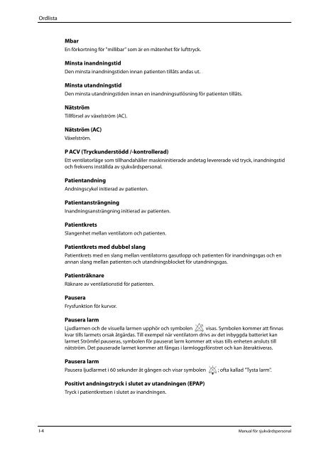 3.6 Parametrar och inställningsintervall för P Simv-läge - Covidien