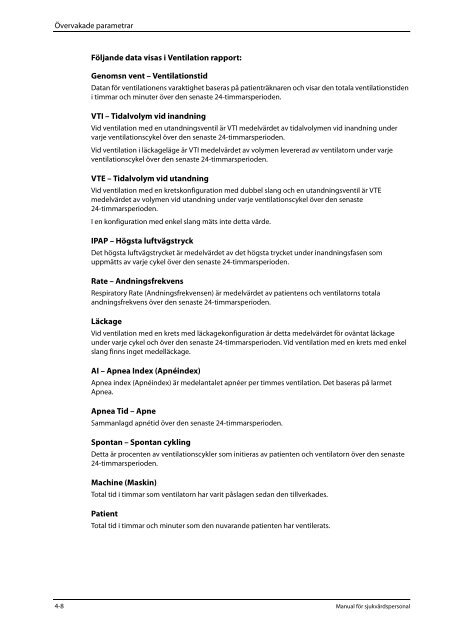 3.6 Parametrar och inställningsintervall för P Simv-läge - Covidien