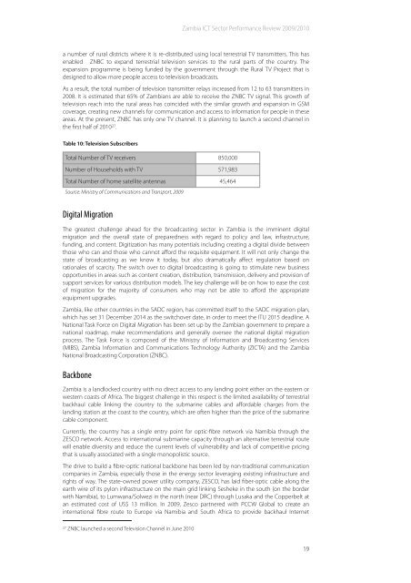 Zambia ICT Sector Performance Review 2010 - Research ICT Africa