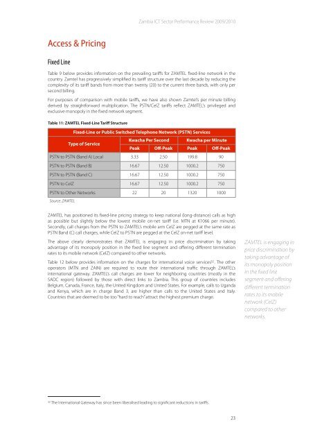 Zambia ICT Sector Performance Review 2010 - Research ICT Africa