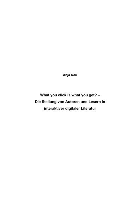 What you click is what you get? – Die Stellung von Autoren ... - anjarau