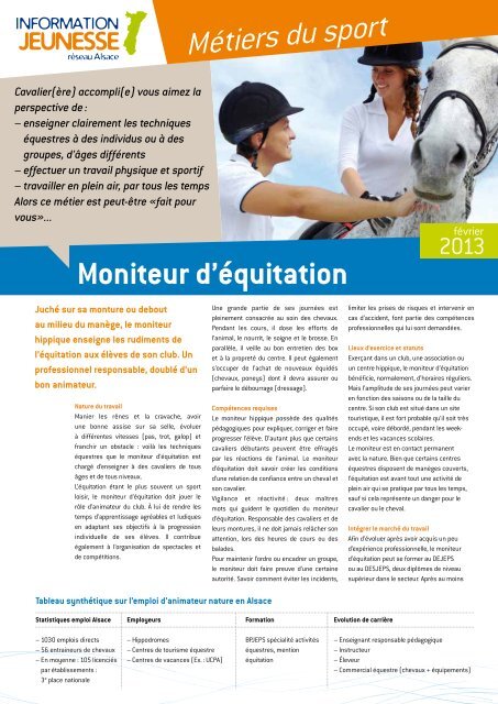 Métiers du sport - Réseau Information Jeunesse d'Alsace