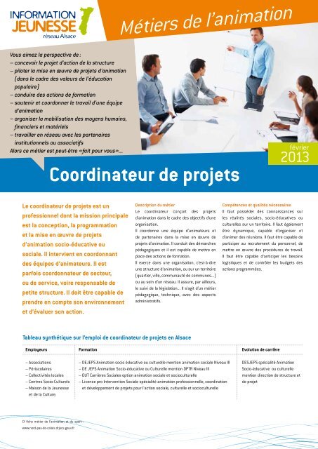 Le coordinateur de projets - Réseau Information Jeunesse d'Alsace