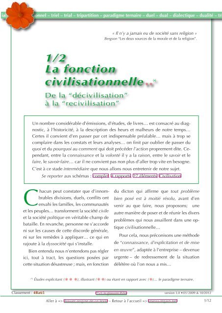 1/2 La fonction civilisationnelle (*) - reseau-regain.net